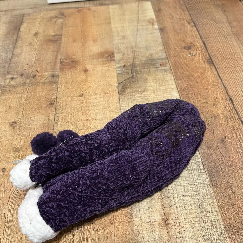 Muk Luks NWT Slipper Socks purple glitter